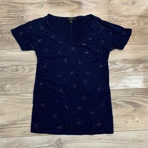 J. Crew blue tee with rhinestones/sparkles